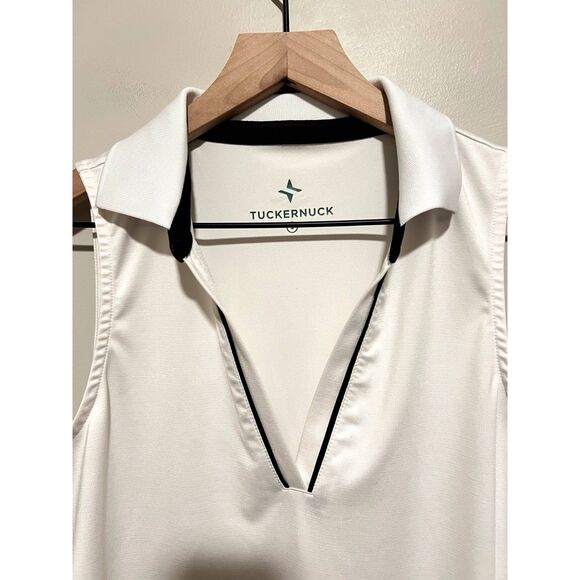 Tuckernuck Sport White Sleeveless Caroline Polo Tank Black Trim Size Small - Picture 5 of 6